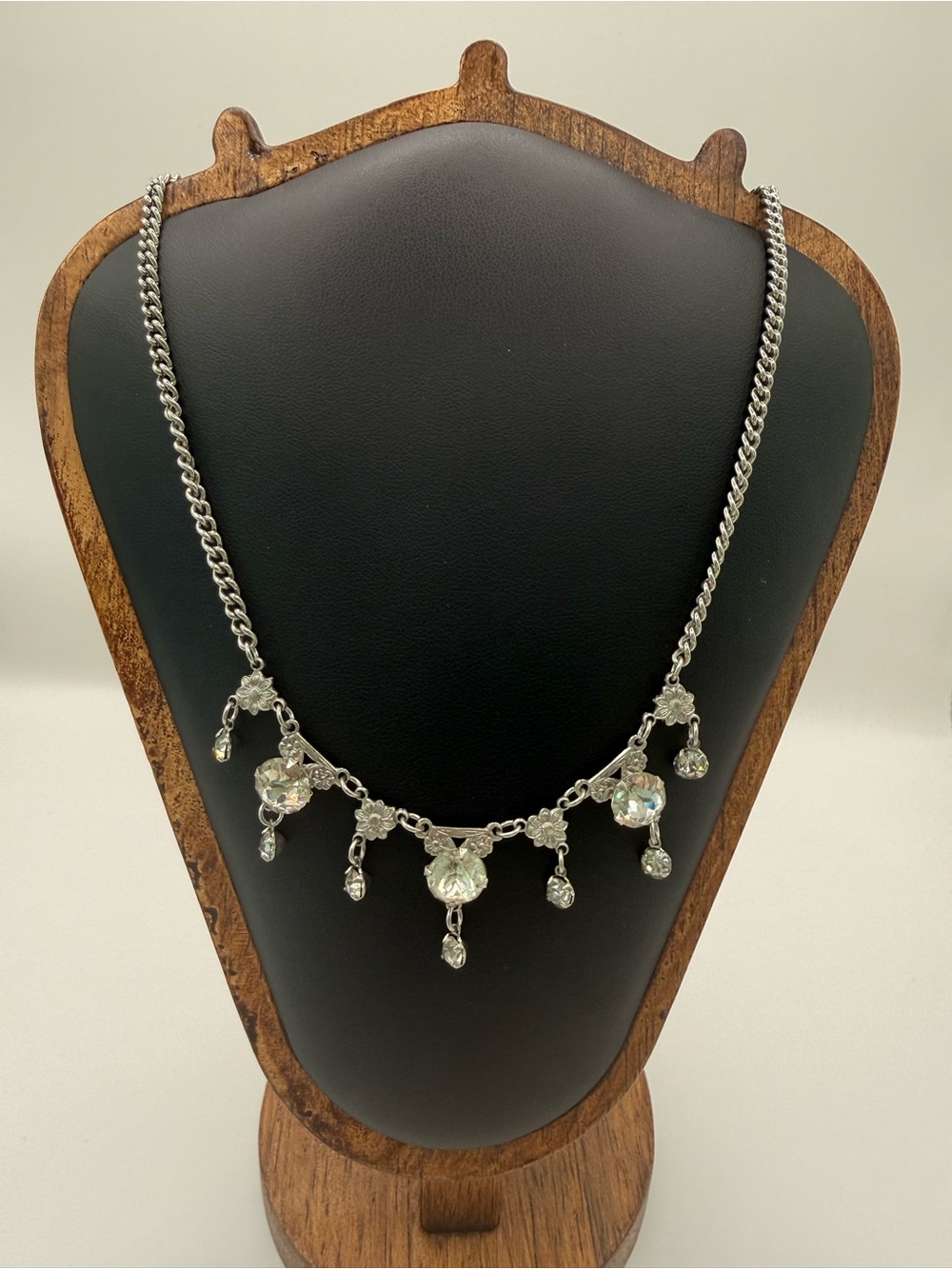 Vintage Rhinestone Floral Festoon Necklace